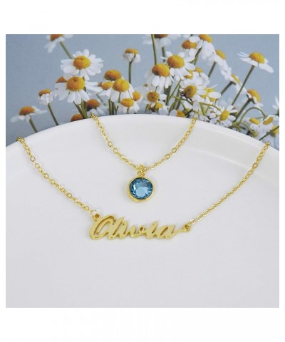 Layered Choker Name Necklace Personalized with Heart and Birthstone Custom Double Nameplate Pendant for Women and Girls 03 De...