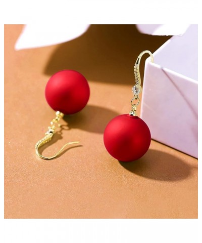 Big Pearls drop dangle Sterling Silver 18k Gold Plated Ear Hook Pearls Earrings for Women Ladies GirlS,Hypoallergenic red,Whi...