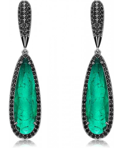 Crystal Teardrop Dangle Earrings for Women Vintage Emerald green drop Earrings for Women Girls Mom Wife Prom Emerald $12.87 E...