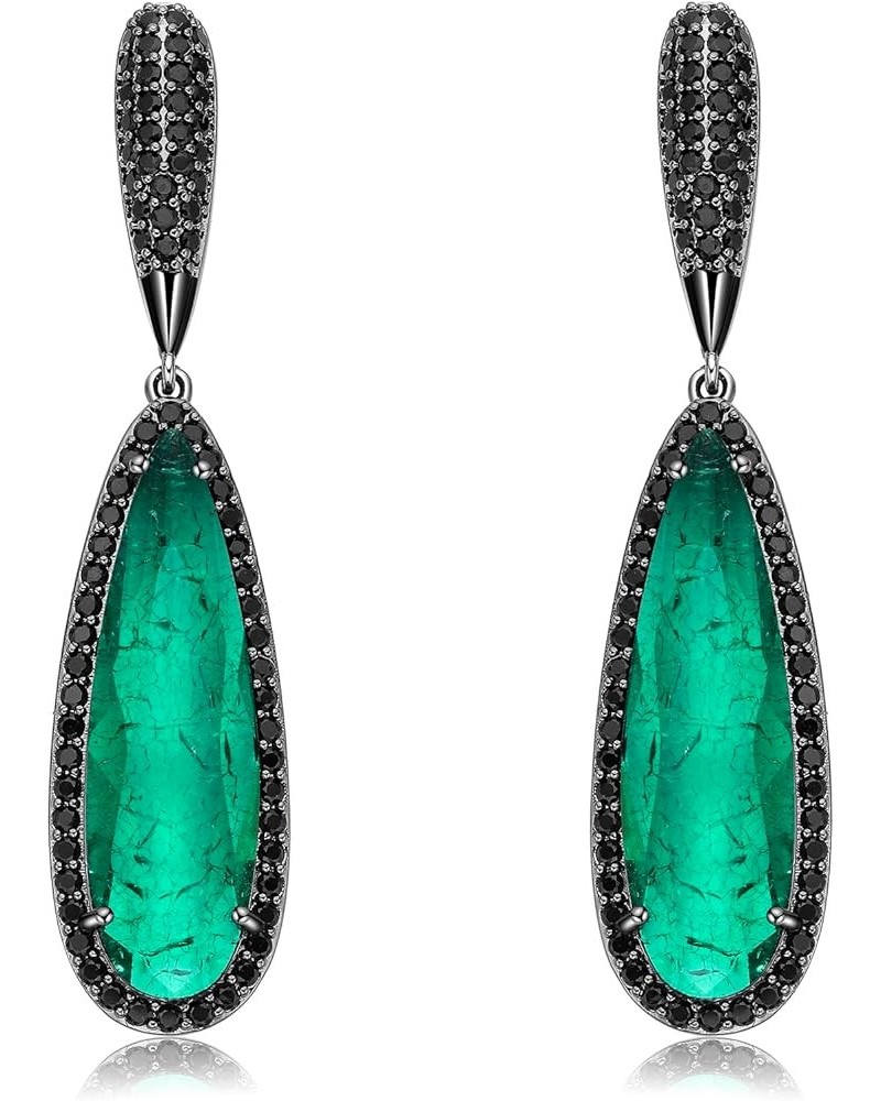 Crystal Teardrop Dangle Earrings for Women Vintage Emerald green drop Earrings for Women Girls Mom Wife Prom Emerald $12.87 E...