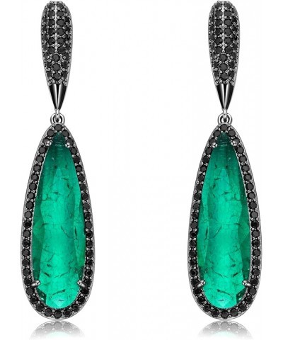 Crystal Teardrop Dangle Earrings for Women Vintage Emerald green drop Earrings for Women Girls Mom Wife Prom Emerald $12.87 E...