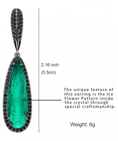 Crystal Teardrop Dangle Earrings for Women Vintage Emerald green drop Earrings for Women Girls Mom Wife Prom Emerald $12.87 E...