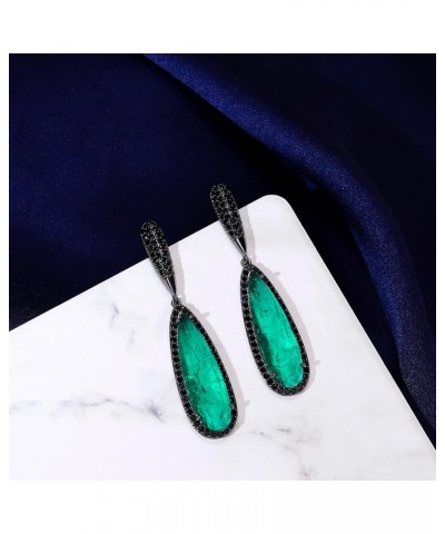 Crystal Teardrop Dangle Earrings for Women Vintage Emerald green drop Earrings for Women Girls Mom Wife Prom Emerald $12.87 E...