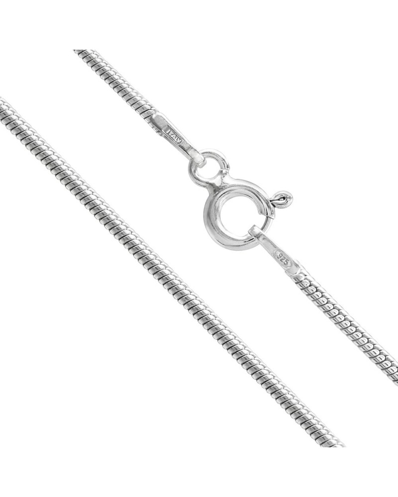 Sterling Silver Chain Necklace for Women Snake 1.3mm Tarnish Resistant Responsibly Sourced - Non-Migrating Clasp Design - Ste...