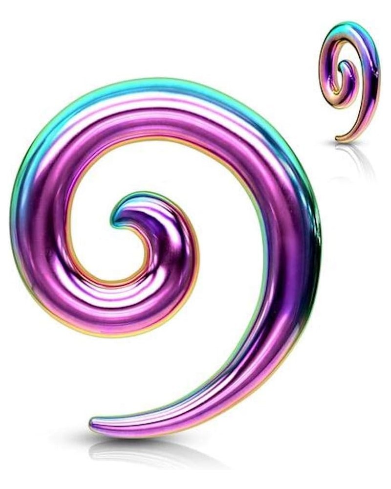 Stainless Steel Spiral Tapers 0GA (8mm), Rainbow $12.00 Body Jewelry