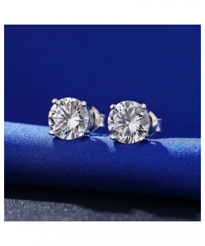 925 Sterling Silver Stud Earrings For Women Men,Hypoallergenic Sparkling CZ Diamond Stud Earrings,Brilliant Round Cut & Princ...