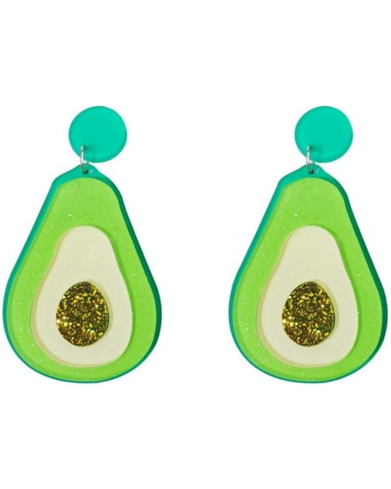 Women's Fashion and Fun Lightweight Acrylic Big and Colorful Cute Drop and Dangle Statement Earrings Avocado $9.18 Earrings