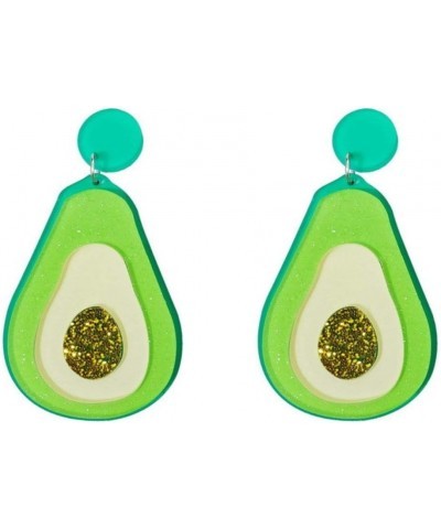 Women's Fashion and Fun Lightweight Acrylic Big and Colorful Cute Drop and Dangle Statement Earrings Avocado $9.18 Earrings