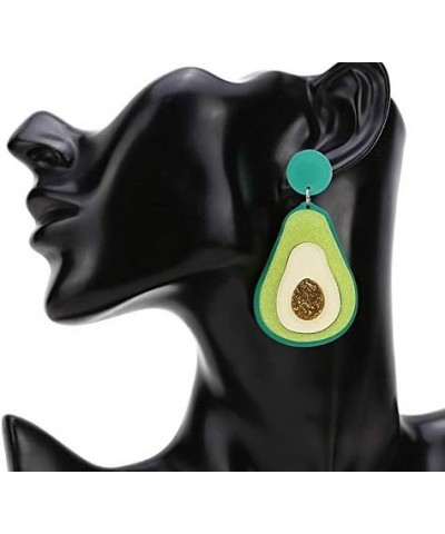 Women's Fashion and Fun Lightweight Acrylic Big and Colorful Cute Drop and Dangle Statement Earrings Avocado $9.18 Earrings