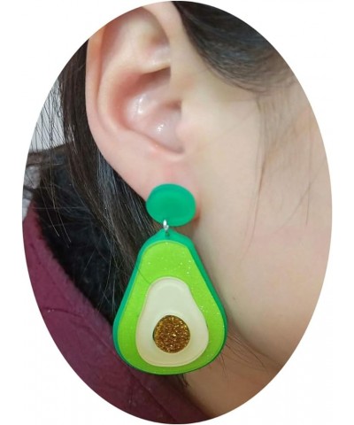 Women's Fashion and Fun Lightweight Acrylic Big and Colorful Cute Drop and Dangle Statement Earrings Avocado $9.18 Earrings