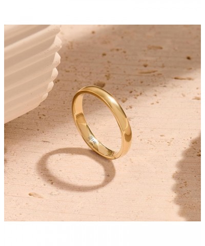 14k Solid Gold Classic Wedding Band for Women Men Couples Matching Rings His Hers Marriage Ring Engraved Wedding Band Classic...