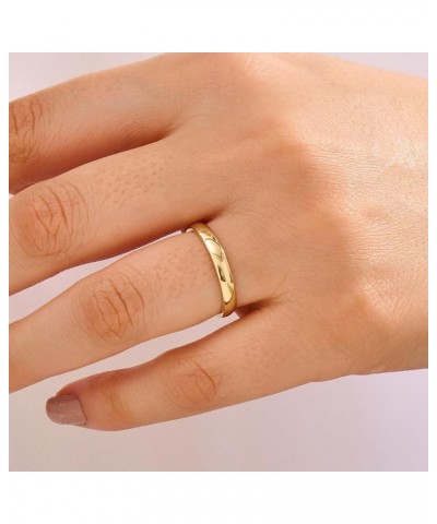 14k Solid Gold Classic Wedding Band for Women Men Couples Matching Rings His Hers Marriage Ring Engraved Wedding Band Classic...