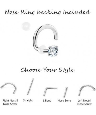 Gold-Tone 316L Surgical Steel Nose Stud Ring Clear CZ Prong Choose Your Size, Style & Gauge 1.5mm-20G-Left Nostril Screw $9.5...