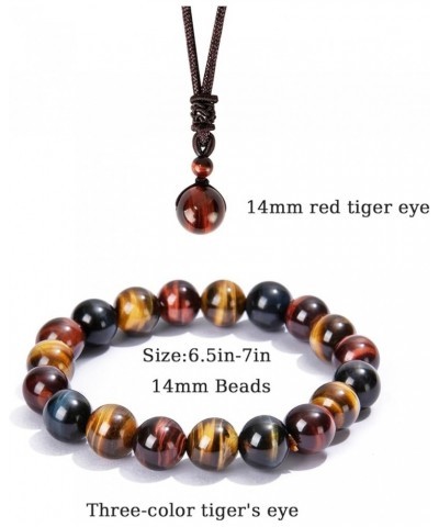 10mm/12mm Natural Gemstone Tiger Eye Stone Bracelet Healing Stretch Yoga Beaded Bracelet Suitable Gift for Men Women 6A Tiger...