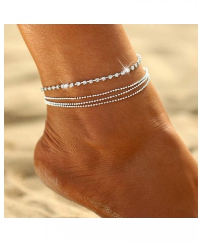 Layered Ankle Bracelets for Women 18K Gold Plated Dainty Fishbone Snake Chain Fine Bead Paperclip Peach Heart Anklets for Wom...