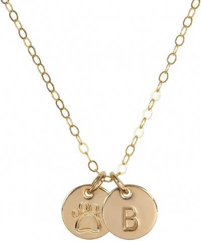 Personalized Dog Paw Necklace for Women, 14k Gold Filled Initial Jewelry for Dog Lovers B $17.98 Necklaces