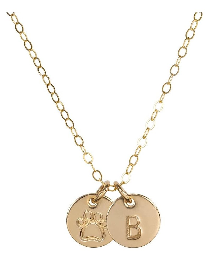 Personalized Dog Paw Necklace for Women, 14k Gold Filled Initial Jewelry for Dog Lovers B $17.98 Necklaces