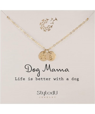 Personalized Dog Paw Necklace for Women, 14k Gold Filled Initial Jewelry for Dog Lovers B $17.98 Necklaces