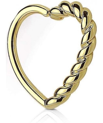 Half Braided Heart 16 Gauge Ear Cartilage/Daith Hoop Ring Size: 16GA, Length: 10mm. Gold $9.51 Body Jewelry