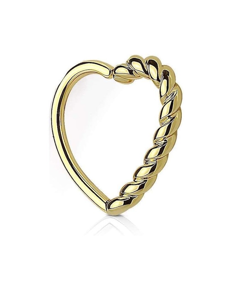 Half Braided Heart 16 Gauge Ear Cartilage/Daith Hoop Ring Size: 16GA, Length: 10mm. Gold $9.51 Body Jewelry