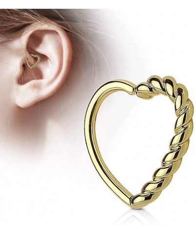 Half Braided Heart 16 Gauge Ear Cartilage/Daith Hoop Ring Size: 16GA, Length: 10mm. Gold $9.51 Body Jewelry