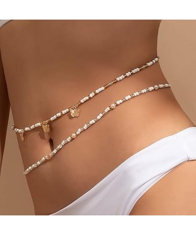 Beads Waist Chain Handmade Butterfly Belly Body Chain Elastic Elastic Seed Beads Belly Body Chain Party Body Chain Jewelry fo...