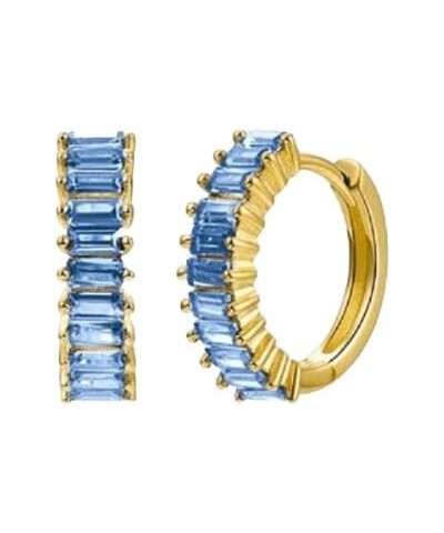 925 Sterling Silver Needle Fashion Hoop Earrings for Women Blue Pendant 18K Gold Earrings -D3011 LN0186-10 $9.00 Earrings