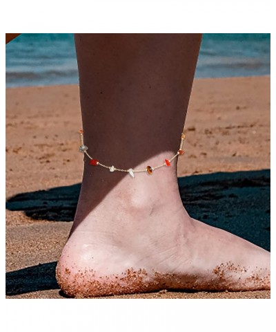 Gold Anklets for Women 18K Gold Plated Anklet Evil Eye Turquoises CZ Star Moon Anklet Bracelets Multi Color Layered Foot Chai...