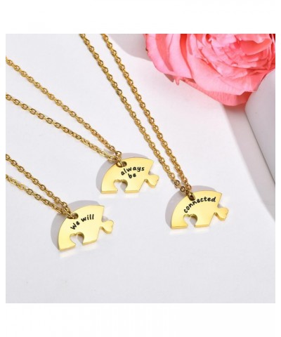 Personalized Name Initial Stainless Steel Heart Shape BFF Puzzle Necklace 2/3/4/5/6 Pcs for Family Love Best Friend Matching ...