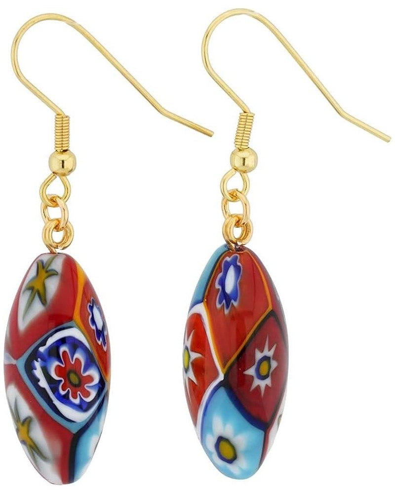 GlassOfVenice Murano Glass Mosaic Millefiori Olive Earrings - Gold $25.28 Earrings