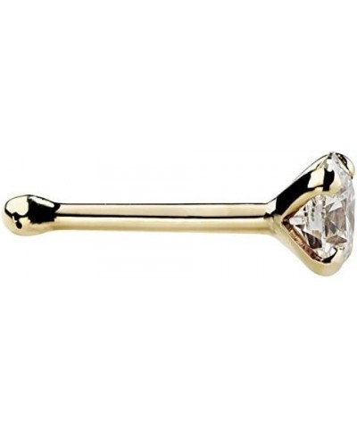 Cubic Zirconia Nose Stud - Nickel-Free 14K Yellow Gold Gold Nose Ring - 20 Gauge 3mm $26.87 Body Jewelry