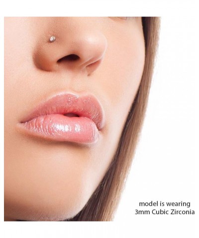 Cubic Zirconia Nose Stud - Nickel-Free 14K Yellow Gold Gold Nose Ring - 20 Gauge 3mm $26.87 Body Jewelry