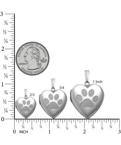 Sterling Silver Dog Paw Heart Locket Pendant Necklace - Includes 18 inch Chain 3/4 inch x 3/4 inch Locket + 2 Photos + Engrav...