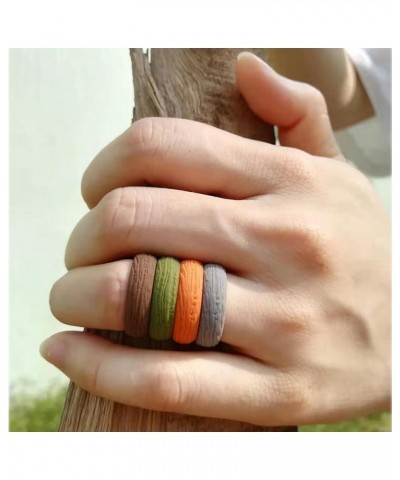 5.7 mm Silicone Ring Tree Bark Grain Men and Women's Sports Ring Flexible Silicone Couple Wedding Jewelry Sand color $8.88 Rings