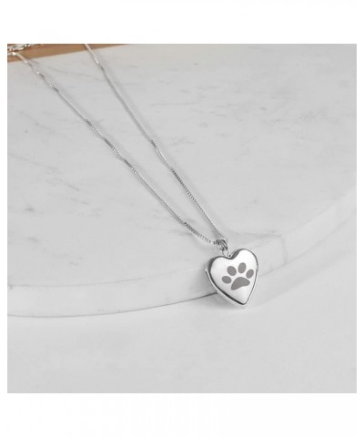 Sterling Silver Dog Paw Heart Locket Pendant Necklace - Includes 18 inch Chain 3/4 inch x 3/4 inch Locket + 2 Photos + Engrav...