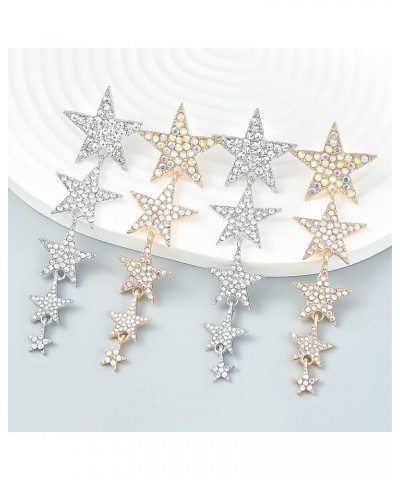 Gold/Star Star Earrings Y2K Sparkly Earrings for Women Statement Dangle Drop Earrings for Women Iridescent Earrings Rhineston...