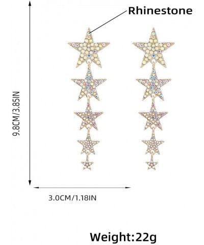 Gold/Star Star Earrings Y2K Sparkly Earrings for Women Statement Dangle Drop Earrings for Women Iridescent Earrings Rhineston...