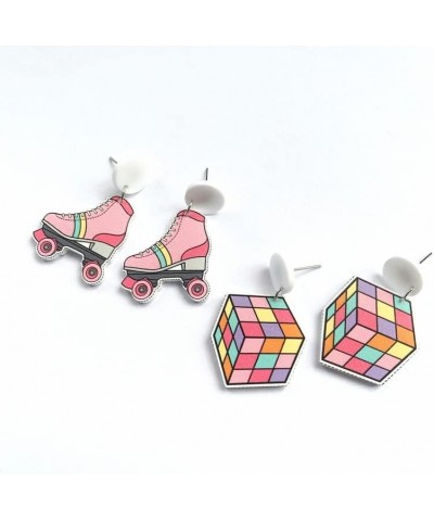 Handmade Creative Cute Real Magic Cube Dangle Earrings Personality Puzzle Cube Play Cartoon Funny Earrrings for Women Girls P...