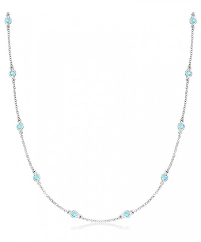 1.70 ct. t.w. Bezel-Set Swiss Blue Topaz Station Necklace in Sterling Silver 18.0 Inches $50.76 Necklaces