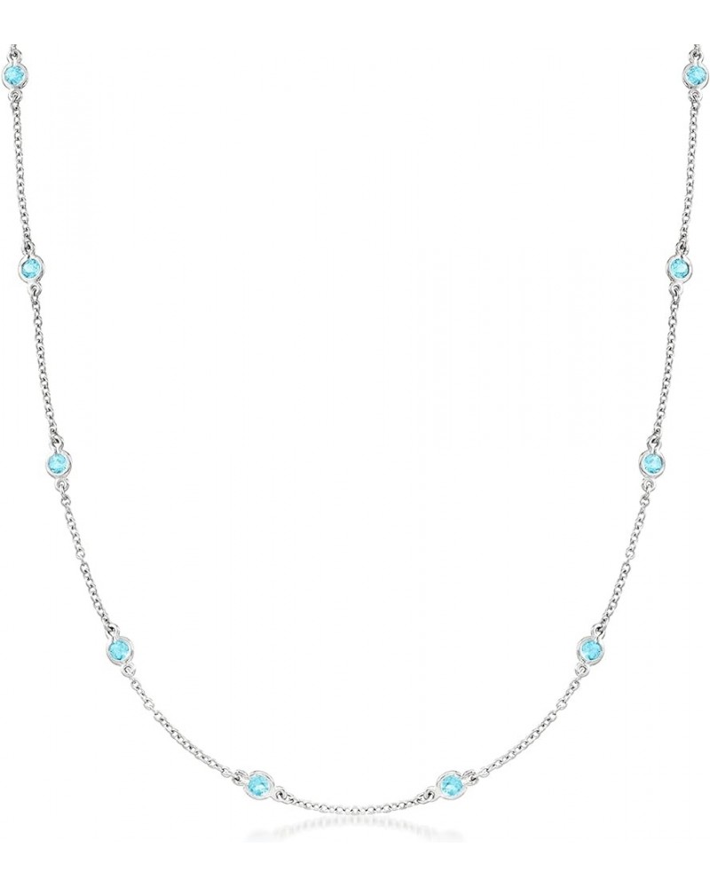 1.70 ct. t.w. Bezel-Set Swiss Blue Topaz Station Necklace in Sterling Silver 18.0 Inches $50.76 Necklaces