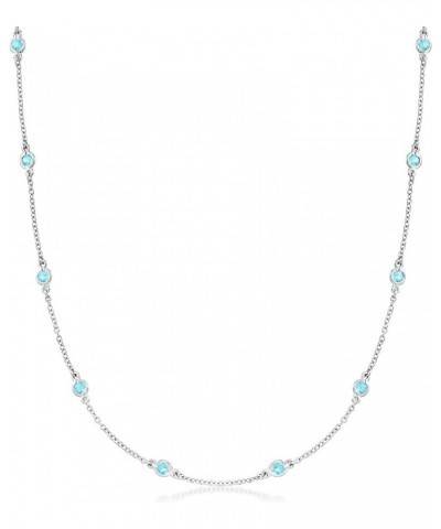 1.70 ct. t.w. Bezel-Set Swiss Blue Topaz Station Necklace in Sterling Silver 18.0 Inches $50.76 Necklaces