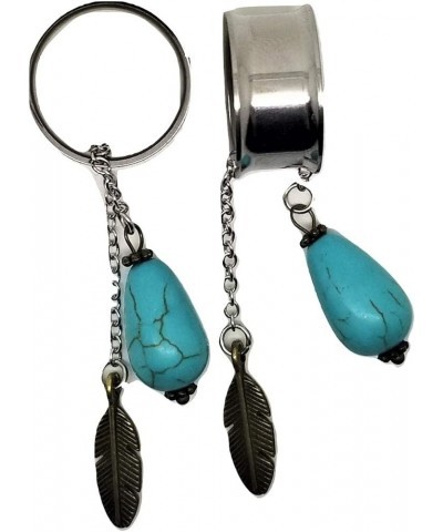 Dangle Turquoise Bead Ear Plugs - Stainless Steel Screw-On - 6 Sizes Pair 11/16" (18mm) $10.97 Body Jewelry