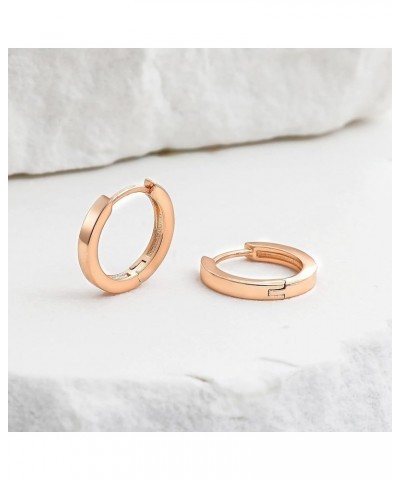 Small Gold Hoop Earrings for Women 14K Gold Plated Huggie Hoop Earrings C Rose Gold 10mm $10.43 Earrings