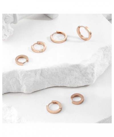 Small Gold Hoop Earrings for Women 14K Gold Plated Huggie Hoop Earrings C Rose Gold 10mm $10.43 Earrings