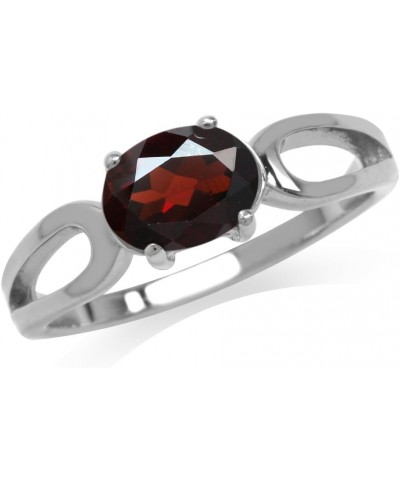 8x6mm Oval Shape White Gold Plated 925 Sterling Silver Solitaire Ring 10 Silver Genuine Garnet $12.08 Rings