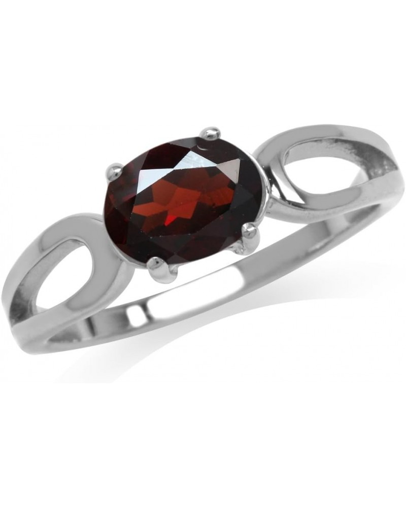 8x6mm Oval Shape White Gold Plated 925 Sterling Silver Solitaire Ring 10 Silver Genuine Garnet $12.08 Rings