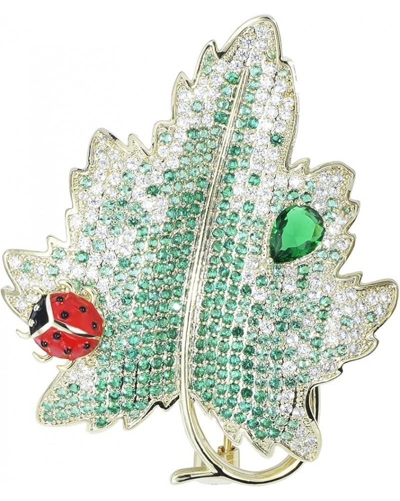 Elegant Green Enamel Leaf Brooch Pins Hat Pin Scarf Lapel Pin Mulberry Leaf Silkworm Jewelry Badge Crystal Green Leaf $10.03 ...