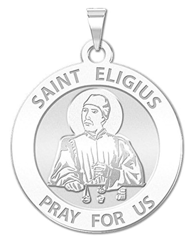 Saint Eligius Religious Medal - 2/3 Inch Size of Dime, Sterling Silver Medal Only $17.98 Pendants