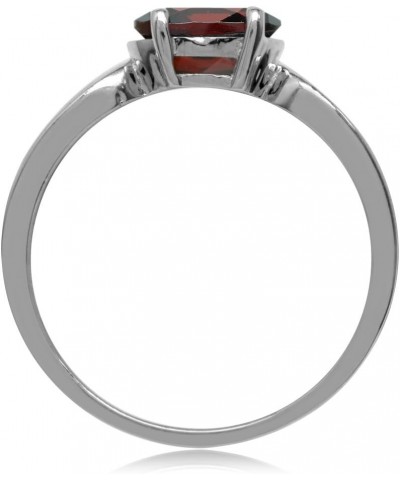 8x6mm Oval Shape White Gold Plated 925 Sterling Silver Solitaire Ring 10 Silver Genuine Garnet $12.08 Rings