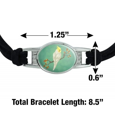 Charming Cockatiel Yellow Crest Novelty Suede Leather Metal Bracelet black $11.20 Bracelets